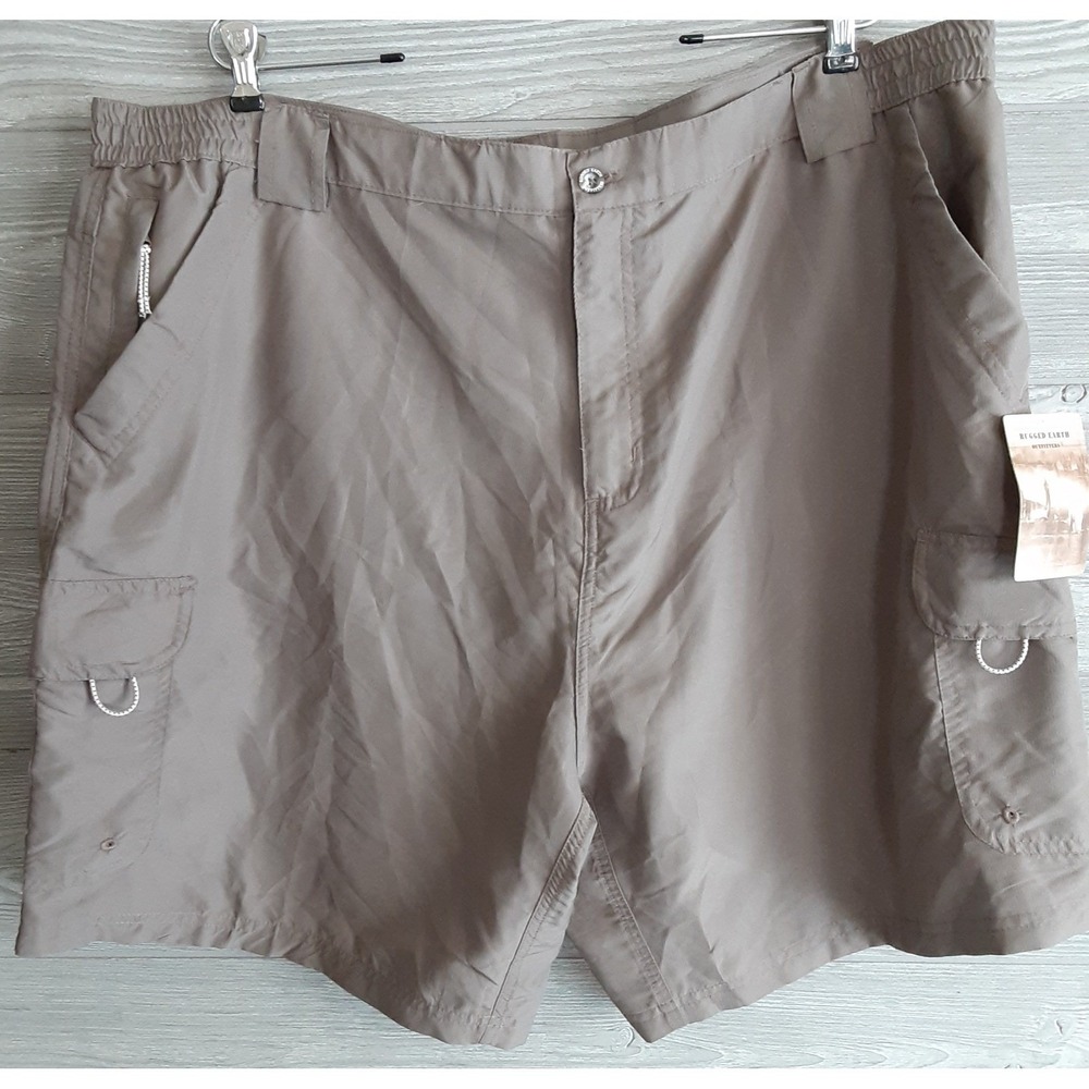 New Rugged Earth Outfitters Men's 2X Cargo Shorts Tan Ripstop Hiking Utility 2X